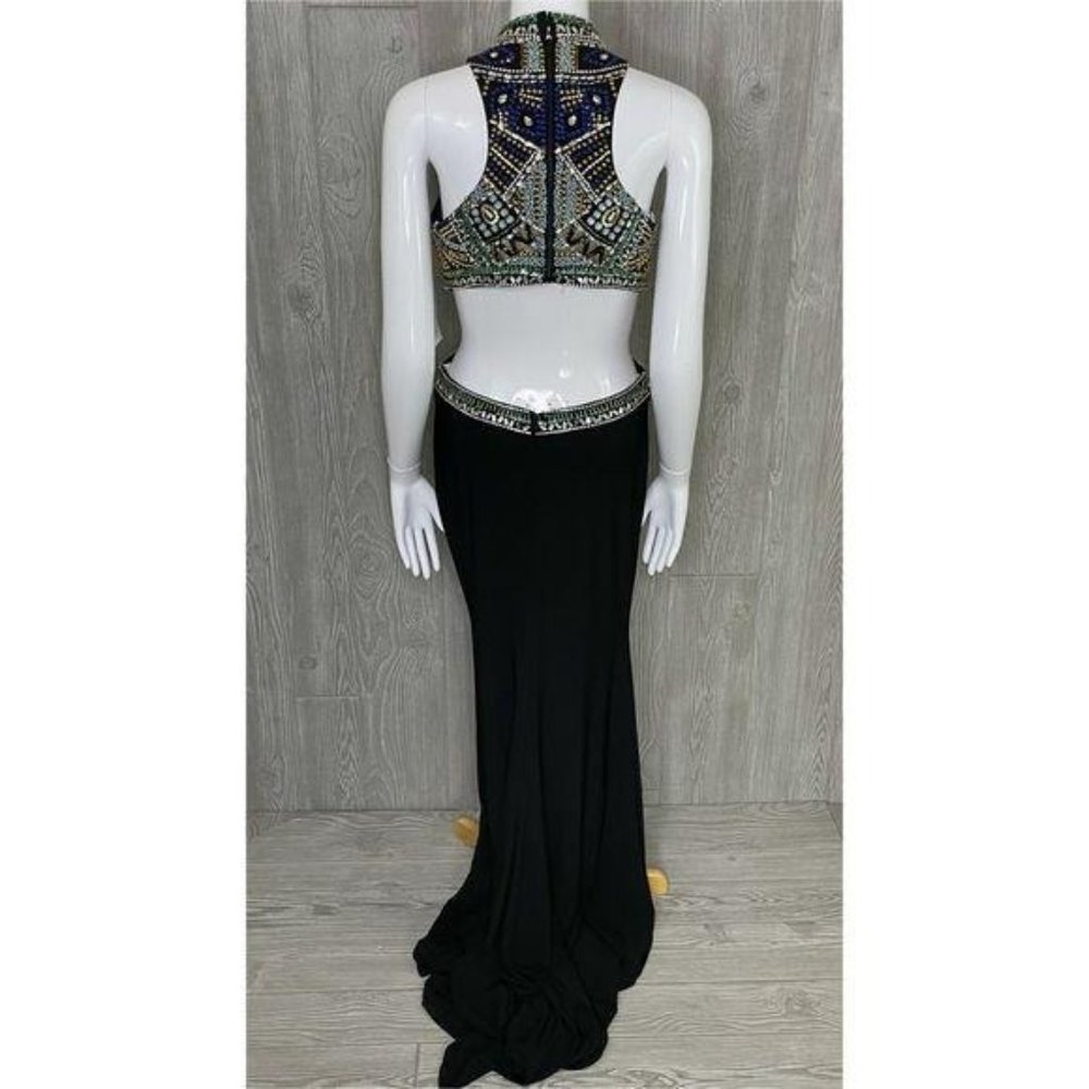 Nwt envious couture beaded rhinestone dress / gown prom formal sleeveless dress - Picture 15 of 16